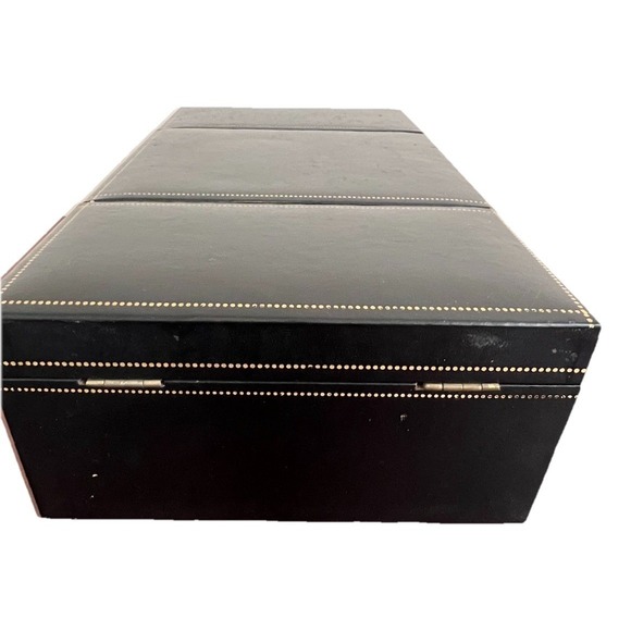 Vintage Multi-tier Jewelry Box Storage Black Leather Collectible - Picture 6 of 10